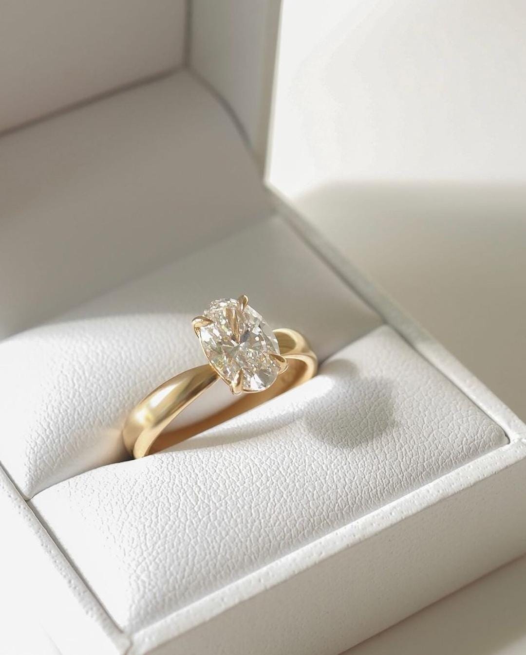14K Yellow Gold Oval Lab Grown Diamond Solitaire Engagement Ring