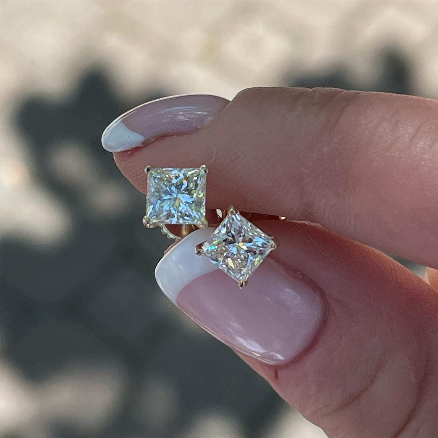 IGI Certified Lab Grown Diamond Studs: 14K Gold Princess Cut Earrings