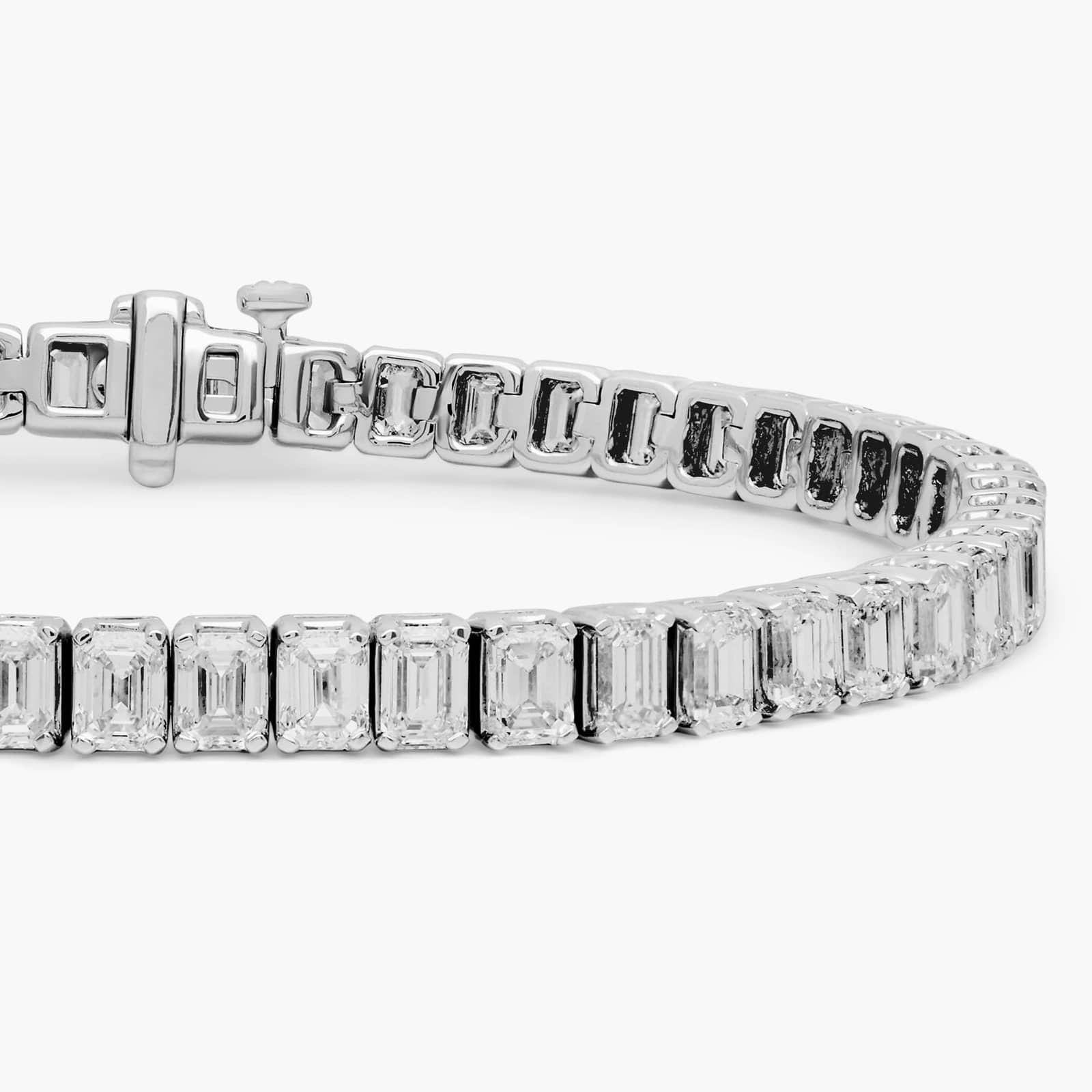 Emerald Cut Lab Diamond Tennis Bracelet: 10K Gold Bridal Jewelry