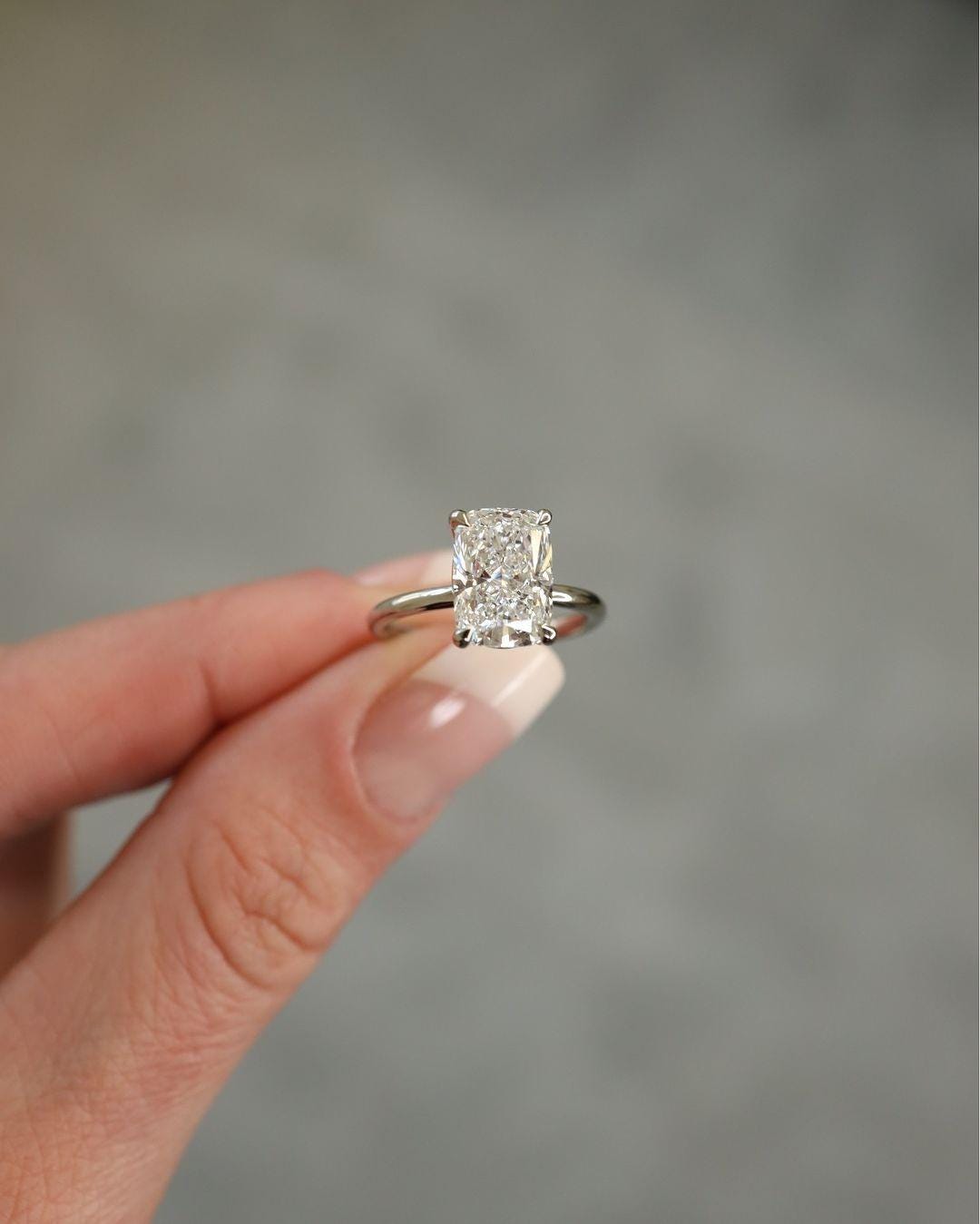 Radiant Cut Lab Grown Diamond Solitaire Ring - 10k Gold