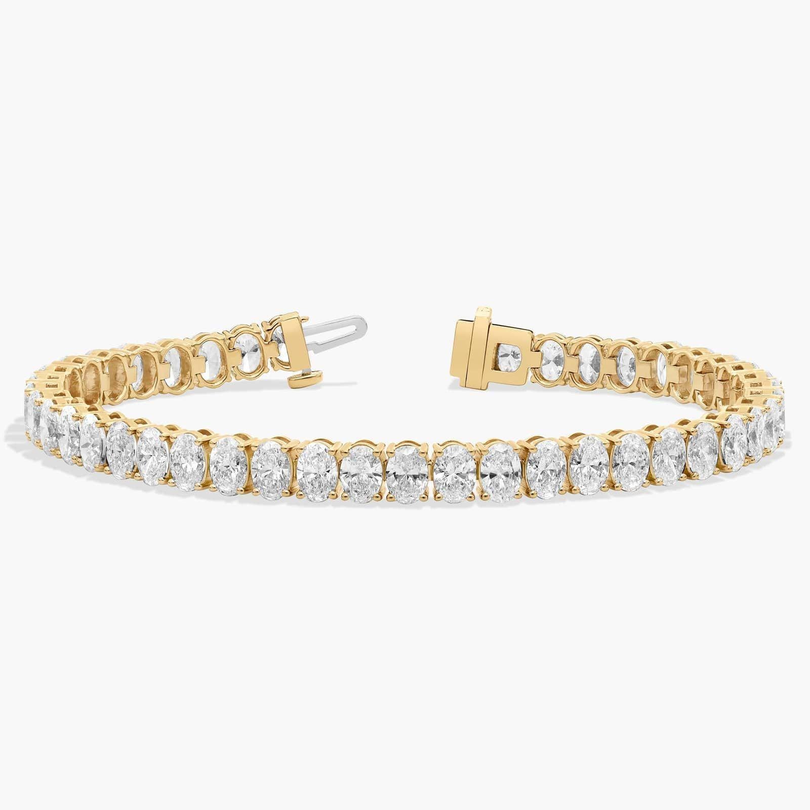 Oval Lab Grown Diamond Tennis Bracelet: Solid Gold Eternity Wedding Jewelry