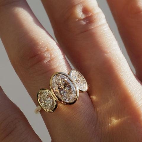 Oval Bezel Lab-Grown Diamond Engagement Ring: 14K Gold Anniversary Ring - Image 5