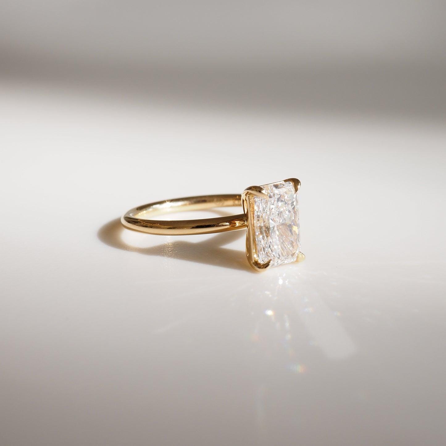 Radiant Cut Lab Grown Diamond Engagement Ring: Solitaire Wedding Band, IGI Certified