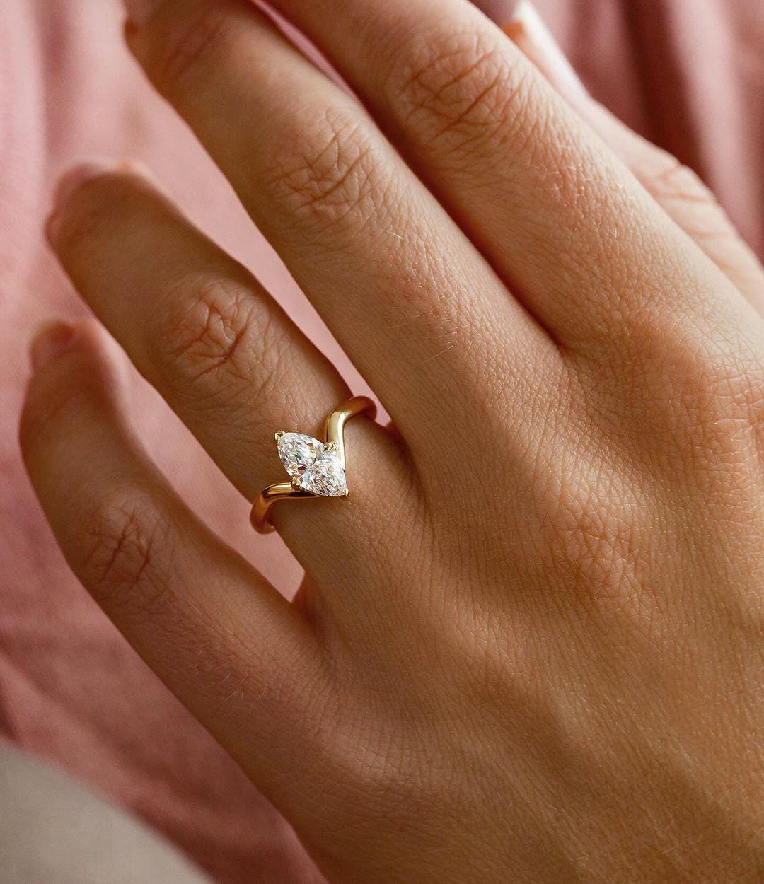 Marquise Lab Grown Diamond Engagement Ring: 1.0 CT Solitaire