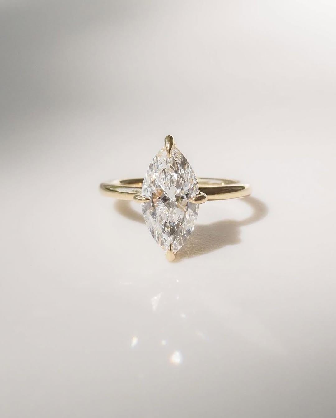 Marquise Lab Grown Diamond Engagement Ring Real Lab Diamond Solitaire Ring Anniversary Ring Gift Simple Marquise Diamond Ring for Proposal