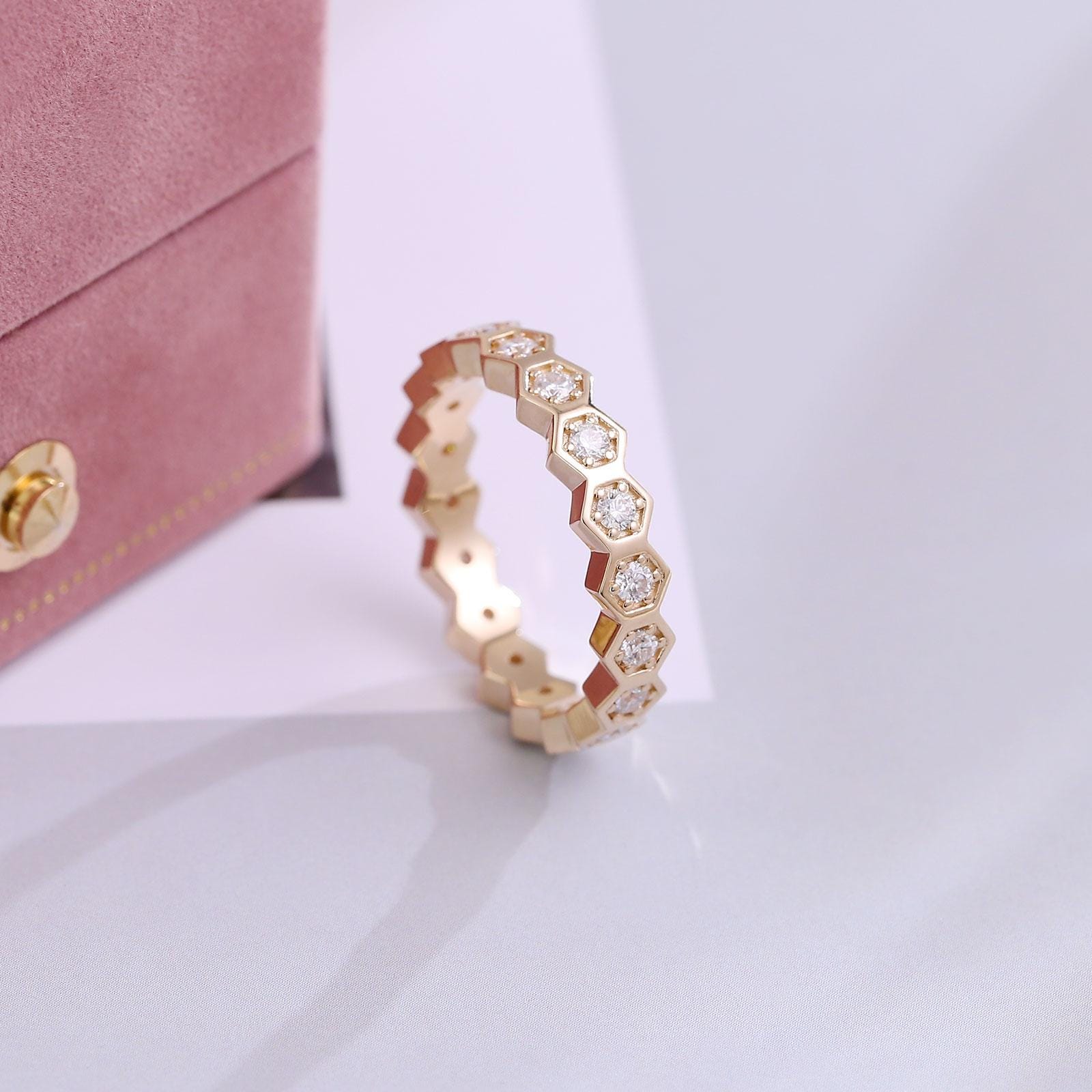 Lab Grown Diamond Eternity Band: 14k Gold Channel Set Ring