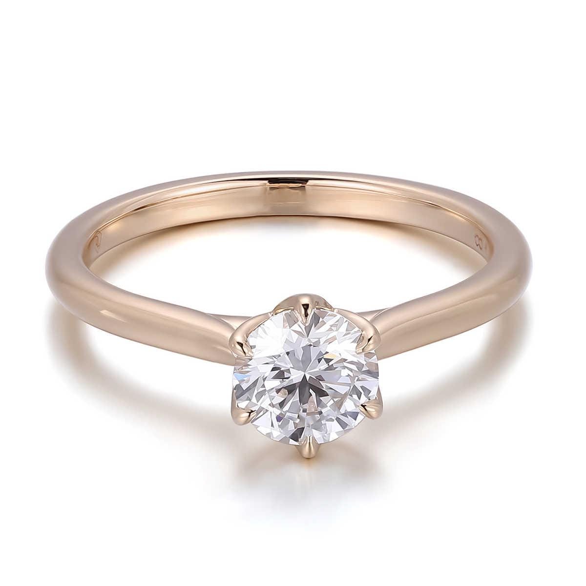 Lab Grown Diamond Solitaire Ring: 14k Gold Six Prong Engagement Ring