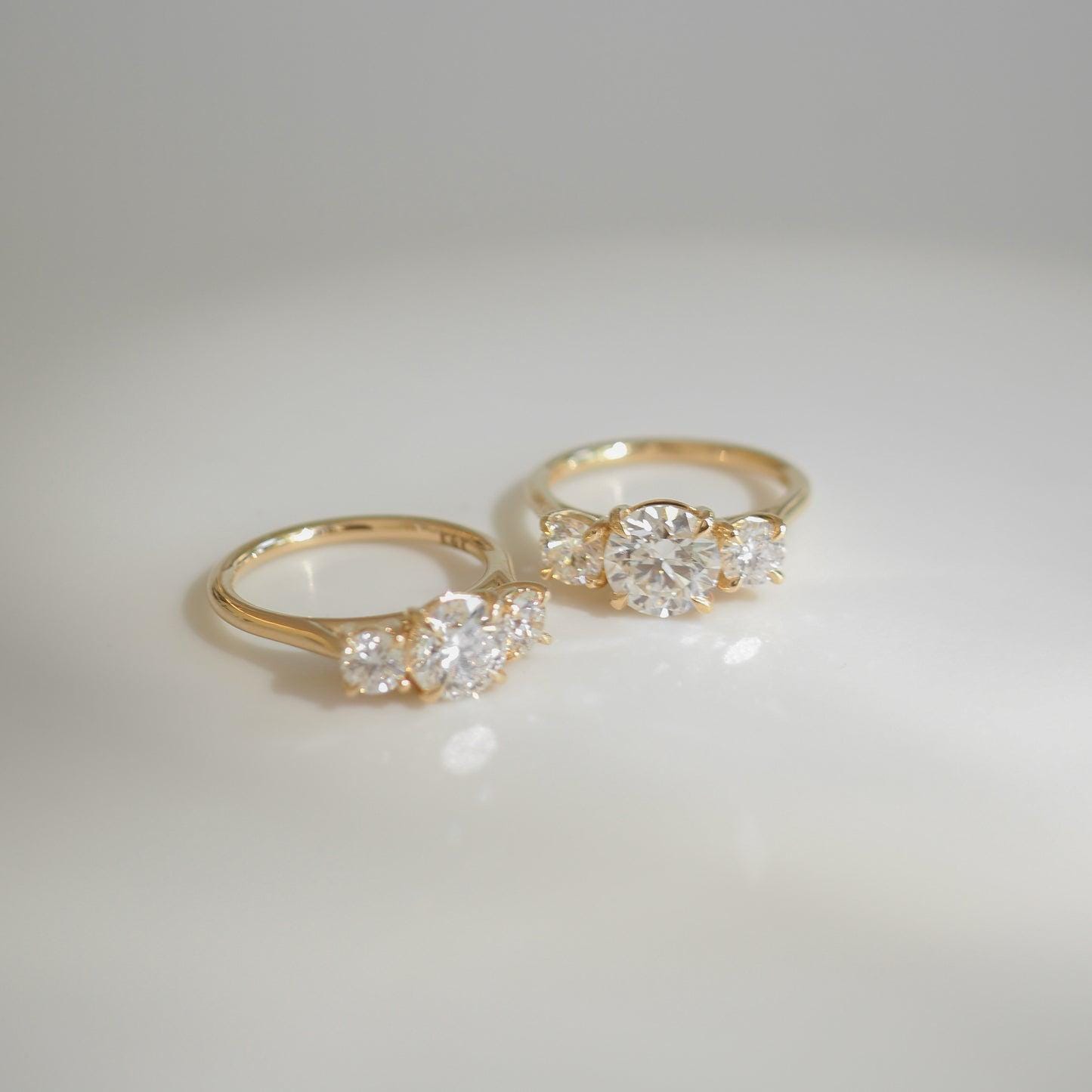 Three Stone Lab Grown Diamond Engagement Ring: Wide Band Anniversary Ring - Image 3