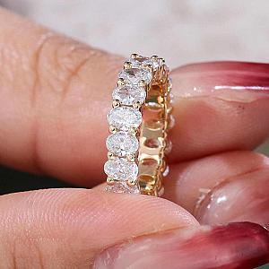 Oval Lab Grown Diamond Eternity Band: Solid Gold Wedding Ring - Image 4