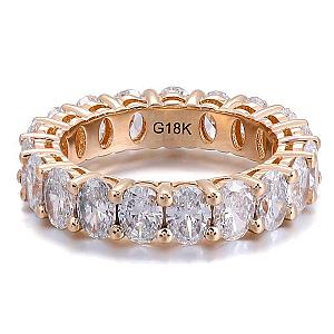 Oval Lab Grown Diamond Eternity Band: Solid Gold Wedding Ring - Image 6