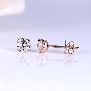 Lab Grown Diamond Halo Earrings: Round Brilliant Cut, Solid Gold - Image 3
