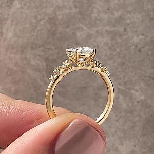 Oval Lab Grown Diamond Ring: 1.0-2.0 CT Gold Muse-Cluster Engagement Ring - Image 6