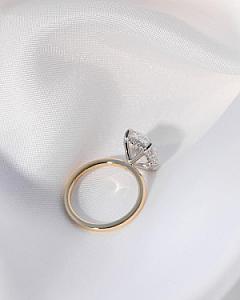 Oval Lab Grown Diamond Engagement Ring: Hidden Halo, Gold Band - Image 2