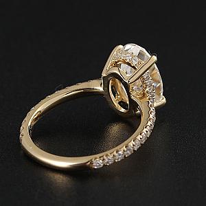 Oval Moissanite Engagement Ring: 14k Gold Hidden Halo, Half Eternity Band - Image 3