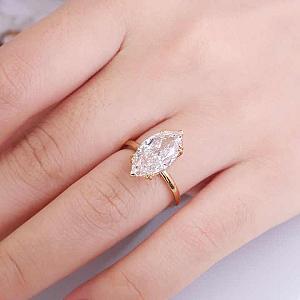 Marquise Cut Lab Grown Diamond Hidden Halo Engagement Ring - Image 4