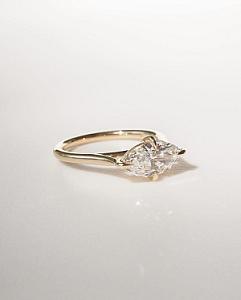 East West Marquise Lab Grown Diamond Engagement Ring - 14k White Gold - Image 3