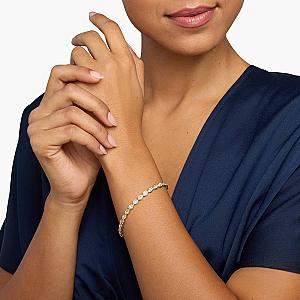 Oval Lab Grown Diamond Tennis Bracelet: 14K Yellow Gold Bezel Bridal Bracelet - Image 6