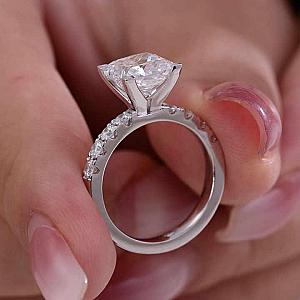 Princess Cut Lab Grown Diamond Engagement Ring: 14K Gold Pave Setting - Image 6