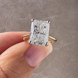 Radiant Cut Lab Grown Diamond Engagement Ring: 14K Gold Hidden Halo - Image 1