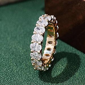 Oval Lab Grown Diamond Eternity Band: Solid Gold Wedding Ring - Image 3