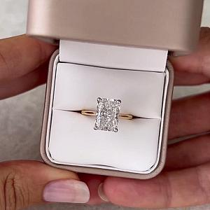 Radiant Cut Lab Grown Diamond Engagement Ring: 14K Gold Hidden Halo - Image 6