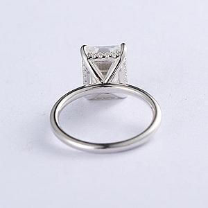 Emerald Cut Moissanite Engagement Ring: Hidden Halo Solid Gold Promise Ring - Image 5