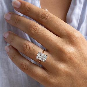 Radiant Cut Lab Grown Diamond Engagement Ring: 14K Gold Hidden Halo - Image 7