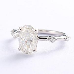 2.13 CT Oval Moissanite Engagement Ring: Handmade Pave Wedding Ring - Image 5