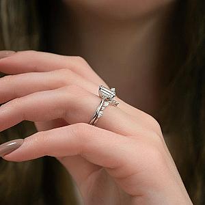 Emerald Cut Lab Diamond Engagement Ring: Solitaire Anniversary Ring - Image 6