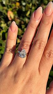 Pear Cut Lab Grown Diamond Engagement Ring: Hidden Halo, Solid Gold - Image 7