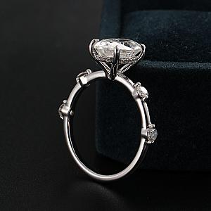2.13 CT Oval Moissanite Engagement Ring: Handmade Pave Wedding Ring - Image 2