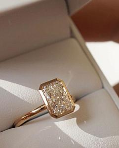 3.00 CT Radiant Cut Lab Grown Diamond 14k Gold Bezel Engagement Ring - Image 6