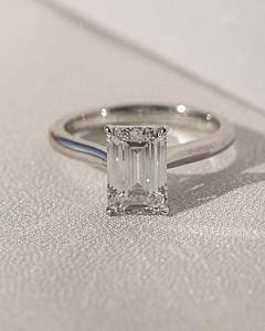 IGI Certified Emerald Cut Lab Grown Diamond Solitaire Ring (1-3 CT) - Image 1