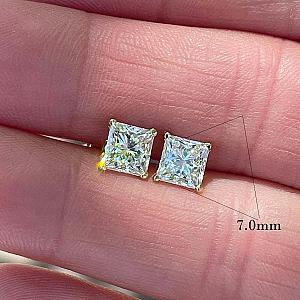 IGI Certified Lab Grown Diamond Studs: 14K Gold Princess Cut Earrings - Image 3