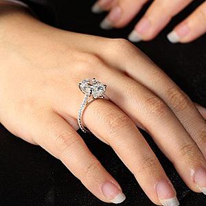 Oval Moissanite Engagement Ring: 3.0 CT, Hidden Halo, Cathedral Setting - Image 4