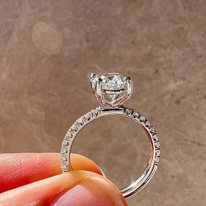 Oval Lab Grown Diamond Engagement Ring: Pave Setting, CVD Diamond - Image 7