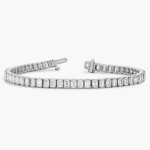 Emerald Cut Lab Diamond Tennis Bracelet: 10K Gold Bridal Jewelry - Image 3
