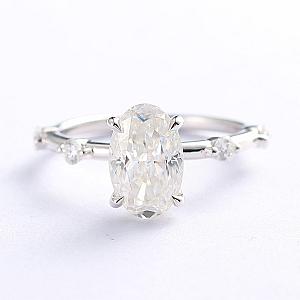 2.13 CT Oval Moissanite Engagement Ring: Handmade Pave Wedding Ring - Image 3