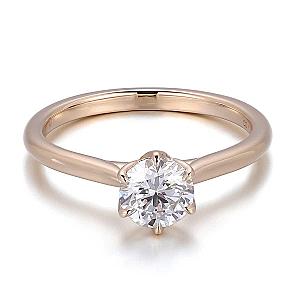 Lab Grown Diamond Solitaire Ring: 14k Gold Six Prong Engagement Ring - Image 2