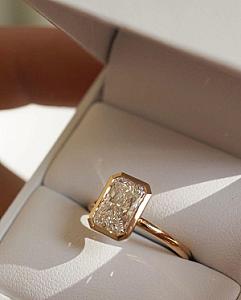 3.00 CT Radiant Cut Lab Grown Diamond 14k Gold Bezel Engagement Ring - Image 3
