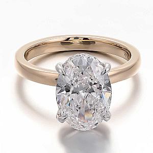 Oval Lab Grown Diamond Ring: Hidden Halo, Solid Gold Engagement Ring - Image 1