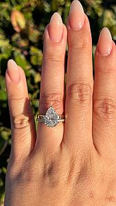 Pear Cut Lab Grown Diamond Engagement Ring: Hidden Halo, Solid Gold - Image 6