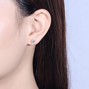 Lab Grown Diamond Halo Earrings: Round Brilliant Cut, Solid Gold - Image 7