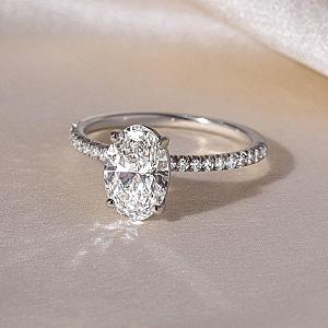 Oval Lab Grown Diamond Engagement Ring: Pave Setting, CVD Diamond - Image 4