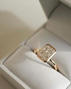 3.00 CT Radiant Cut Lab Grown Diamond 14k Gold Bezel Engagement Ring - Image 2
