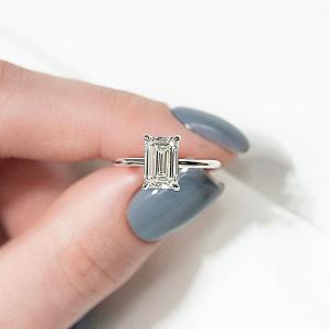 Emerald Cut Lab Diamond Engagement Ring: Solitaire Anniversary Ring - Image 1
