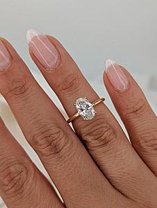 Oval Lab Grown Diamond Engagement Ring: Solid Gold Solitaire Wedding Ring - Image 4