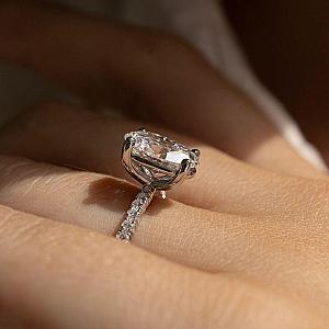 Oval Lab Grown Diamond Engagement Ring: Pave Setting, CVD Diamond - Image 2