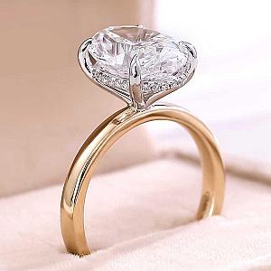 Oval Lab Grown Diamond Ring: Hidden Halo, Solid Gold Engagement Ring - Image 2
