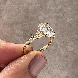 Oval Lab Grown Diamond Ring: 1.0-2.0 CT Gold Muse-Cluster Engagement Ring - Image 7